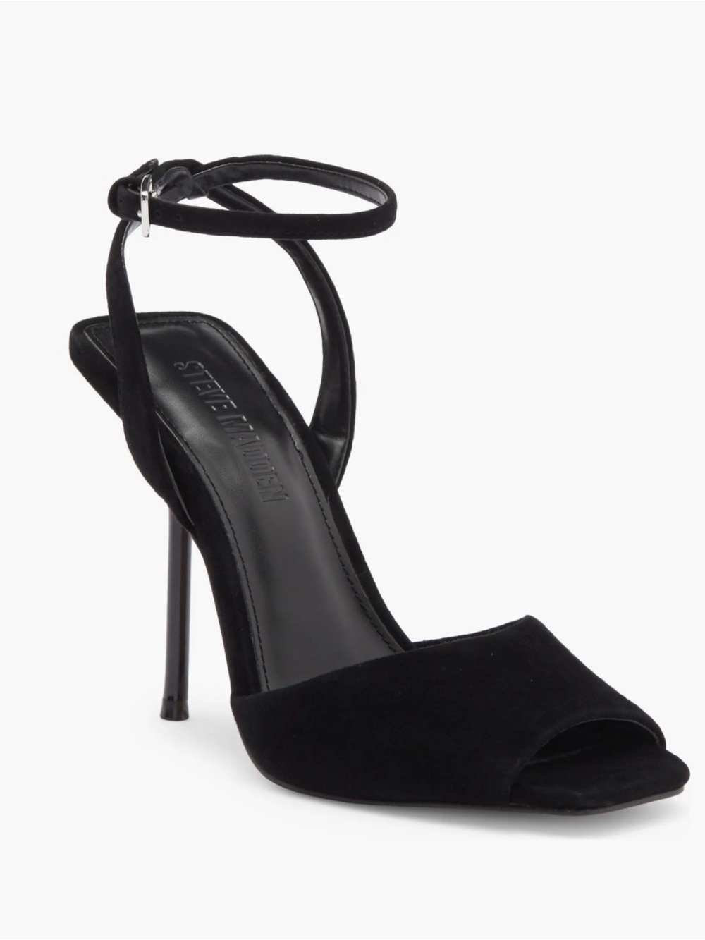 Steve Madden Lilac Ankle Strap Sandal Black Sueden